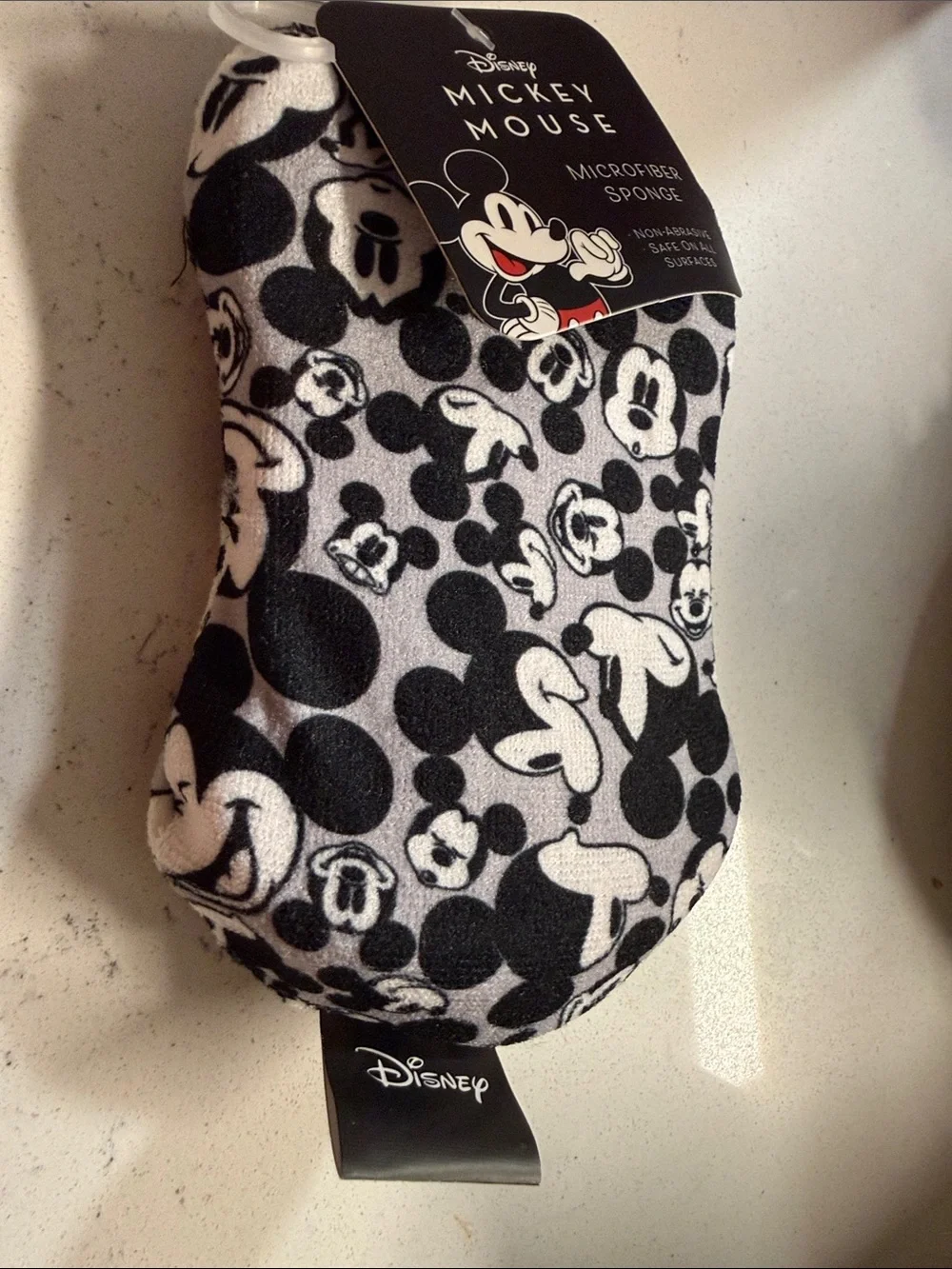 Disney Mickey Mouse Black & White Patterned Microfiber Sponge